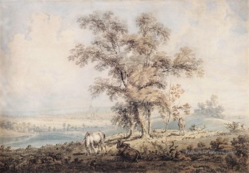 Haut Thomas Girtin paysage aquarelle Peinture à l'huile